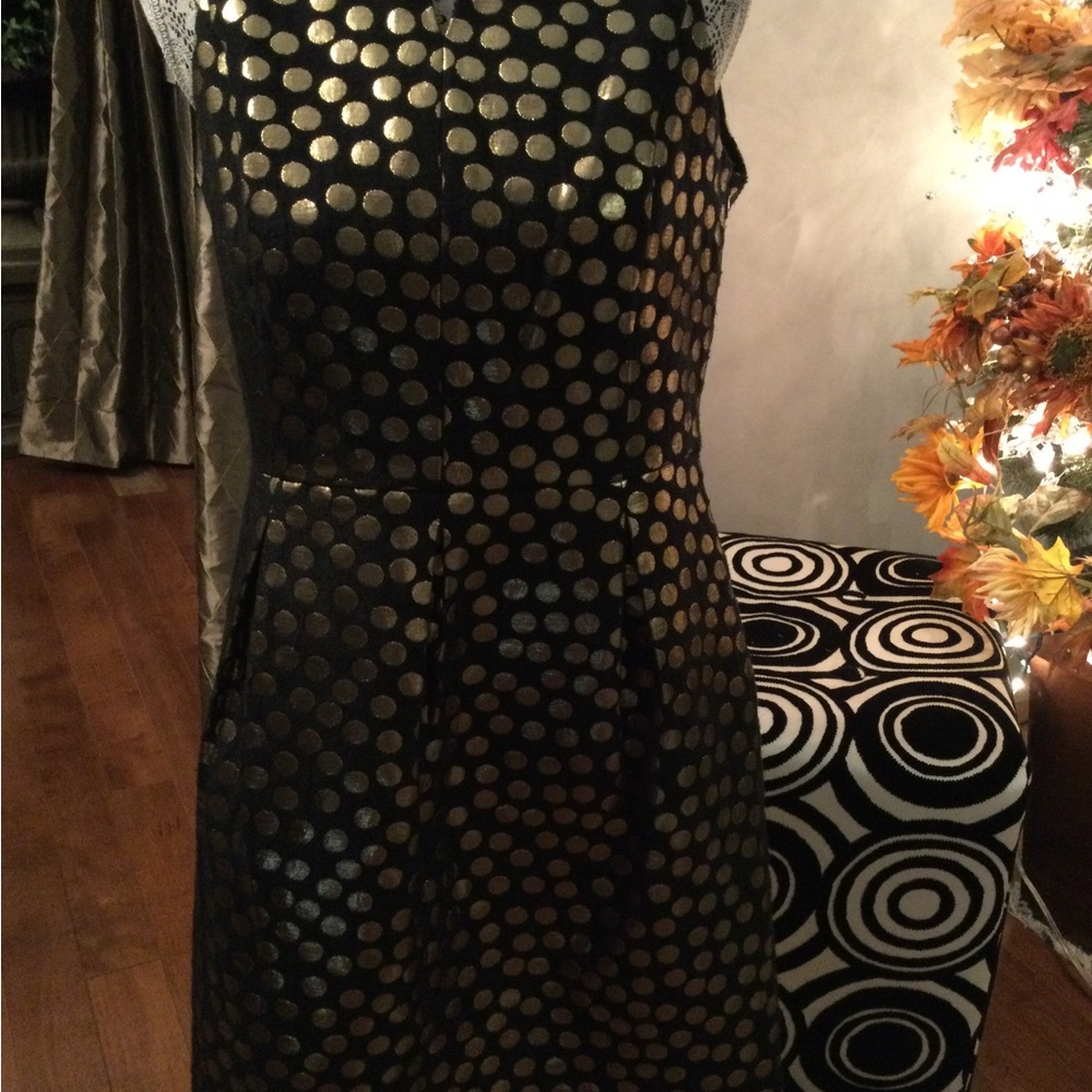Elegant Black and Gold Polka Dot Dress